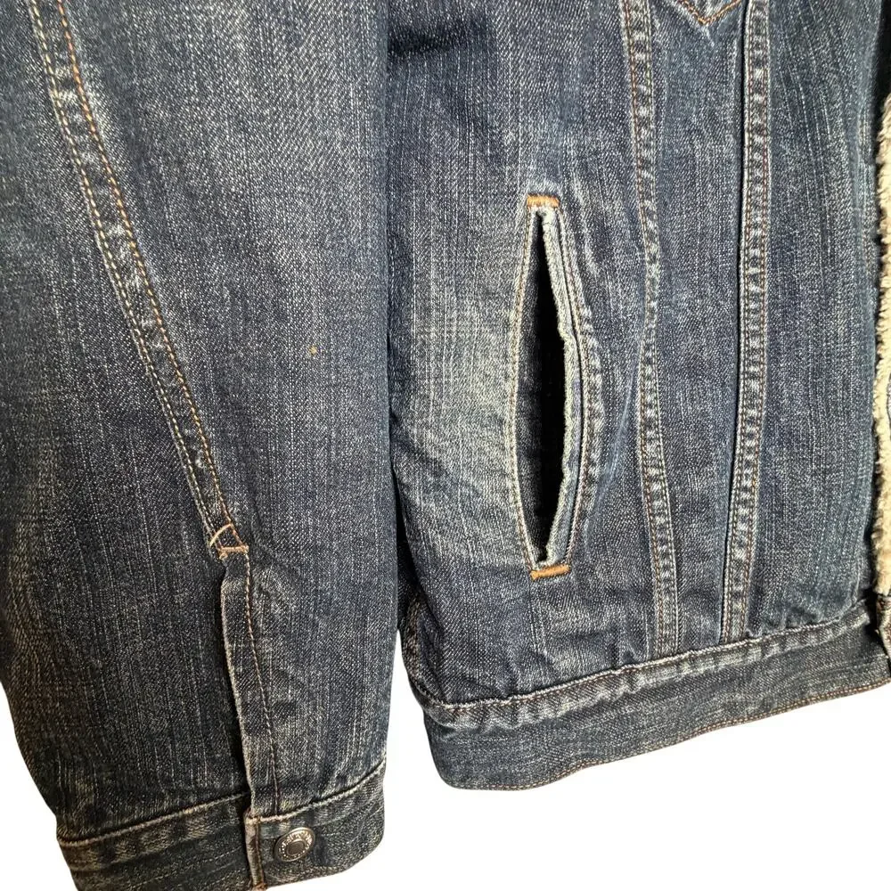 Levis 70520 sherpa lined jean denim jacket‎ trucker Men's size L Large Read